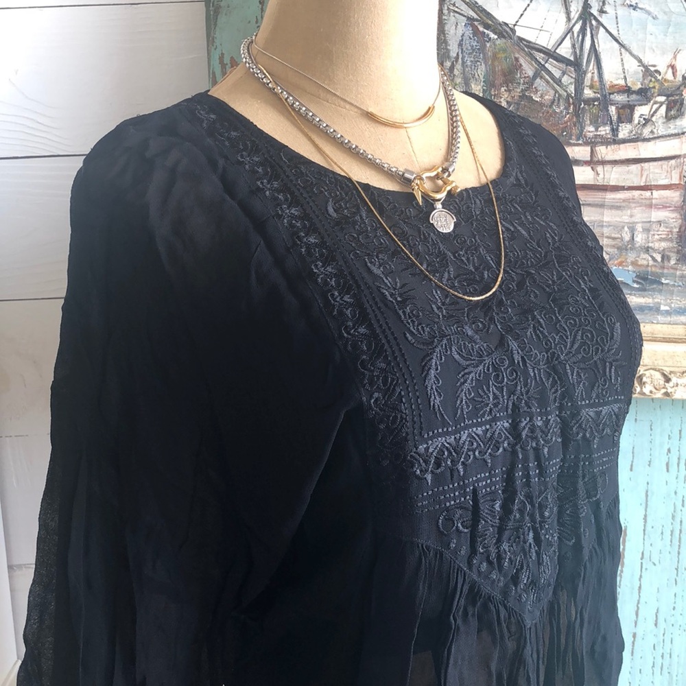 Sheer black boho top.